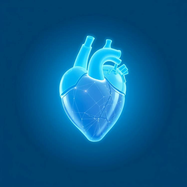 Illustration of a blue Heart. Digital Technology vibe.